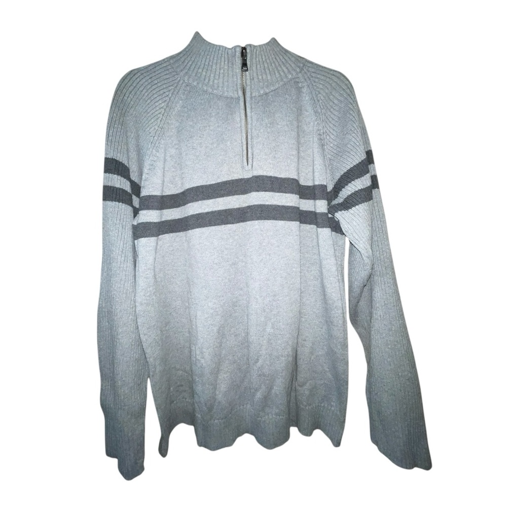 Men’s Willi Smith Turtleneck Pullover Sweater Gray Dark Gray Stripes Size XL